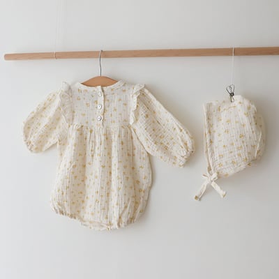 LEMONADE05｜(55cm-85cm) 2色滿版櫻桃/碎花包屁衣含帽子9