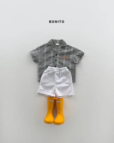 Bonito09｜(75cm-125cm) 3色刺繡條紋襯衫9