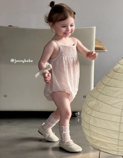 JE713｜(66-90cm) 肩帶小碎花包屁衣5