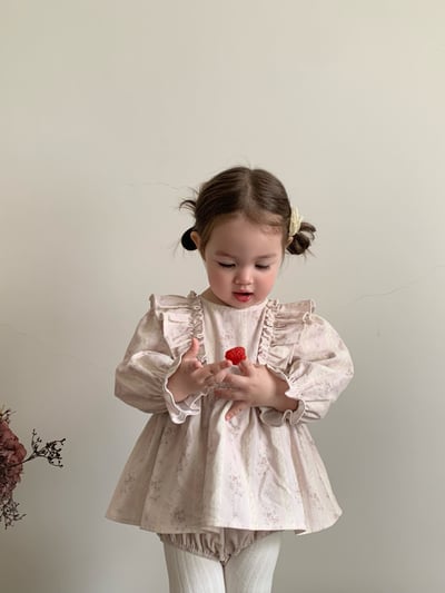 JE619｜(66cm-90cm) 燈芯絨碎花荷葉包屁衣14