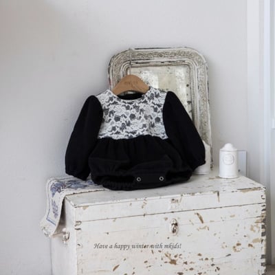 M-KIDS03｜(55-80cm) 2色蕾絲印花包屁衣11