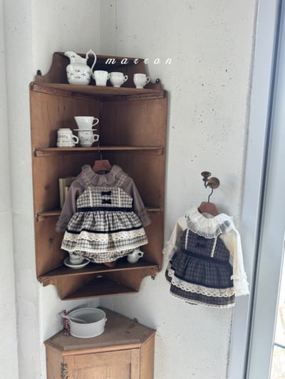 Marron 43｜(3m-18m) 法式吊帶格紋層次裙包屁衣11