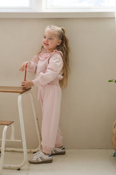 FLO30｜(75-140) 2色荷葉花瓣邊縮口長褲7