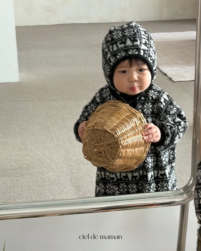 Cieldemaman07｜(3M~15M)  3色雪花麋鹿針織包屁衣含帽子6