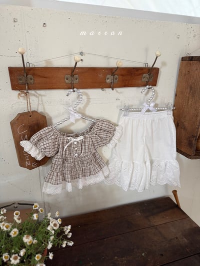 Marron24｜(1y-6y) 格紋泡泡袖襯衫5