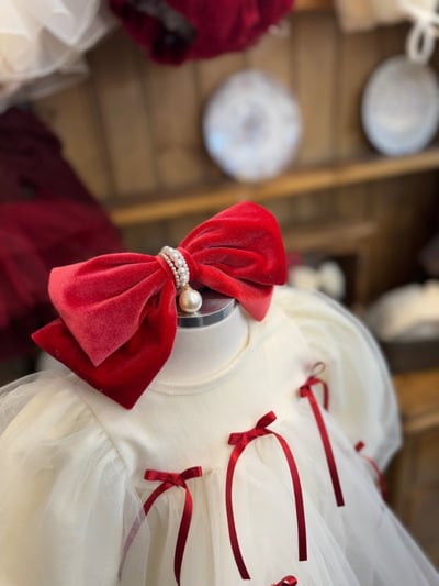 Marron 58｜(3m-18m) 絲絨珍珠髮帶2