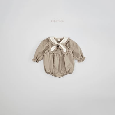 bebe nine33 (65-90) 2色滾邊領結包屁衣14