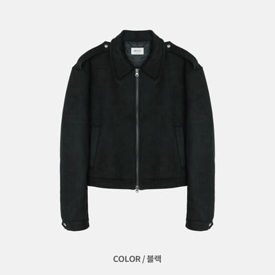 簡約幹練 絨面革 名牌質感 短版 神衣 夾克 - 2C21