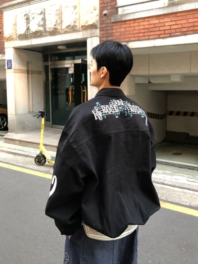 Rock & Roll 街頭噴漆 懷舊工業風  工裝夾克 - 3C5