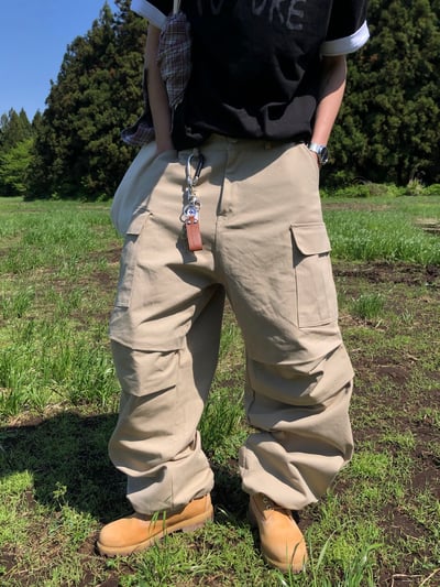 濟州仔 重磅 立體剪裁 工裝寬褲 - 2C11