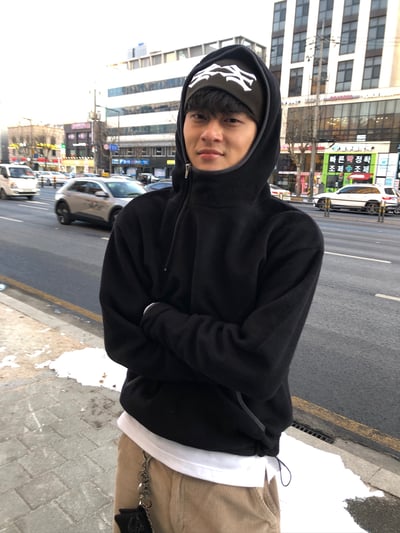 獨特配色 運動風 刷毛 帽T - 4C21