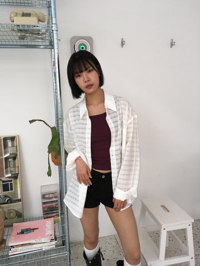 韓國潮流 微辣穿搭 簍空卯釘 超短褲 - 3C12