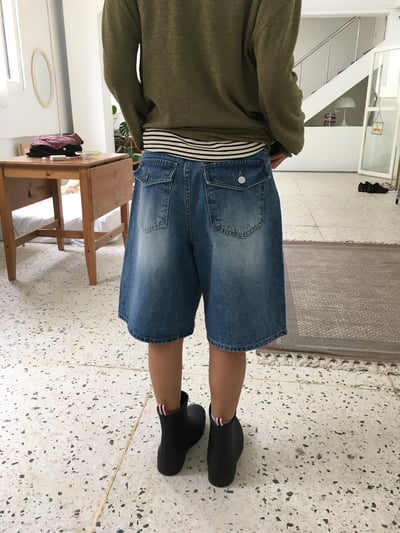 韓女基本款 大口袋 牛仔 6分短褲 - 2C5