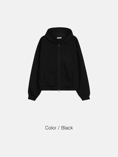 彎曲修身 高檔空氣棉 短版 素面 連帽外套 - 2C23