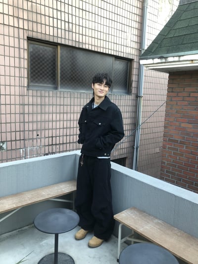 文藝鈕扣 降落傘抓皺 寬版 鬆緊帶 牛仔褲 (set-up) - 2C18