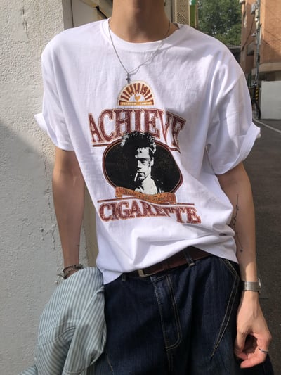 Achieve 美式街頭印刷 修身 微短版 短袖 上衣 - 3C4