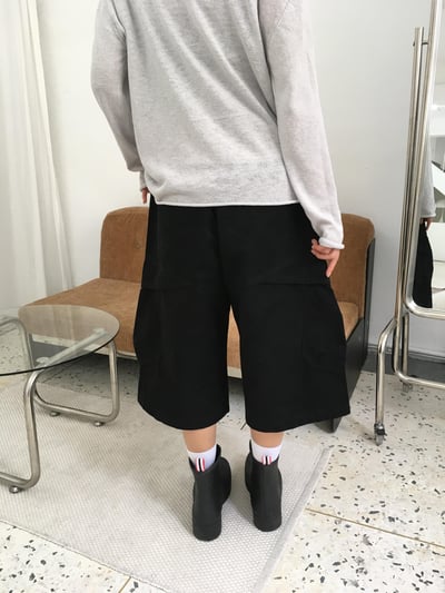 韓系復古 立體重磅 斜線大口袋 工裝 7分短褲 - 2C12