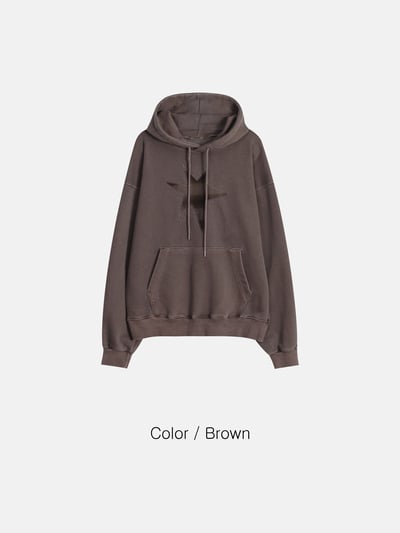 不規則星形 高質感刺繡 水洗帽T 長袖 - 3C16