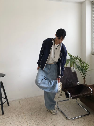 高級街頭 鬆弛神衣 邊線 棒球外套 - 2C11