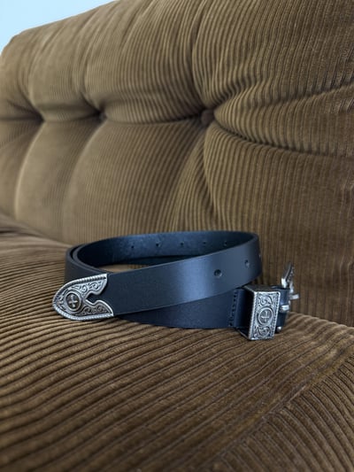 西部街頭 金屬花紋 天然牛皮 皮帶 - 1C8