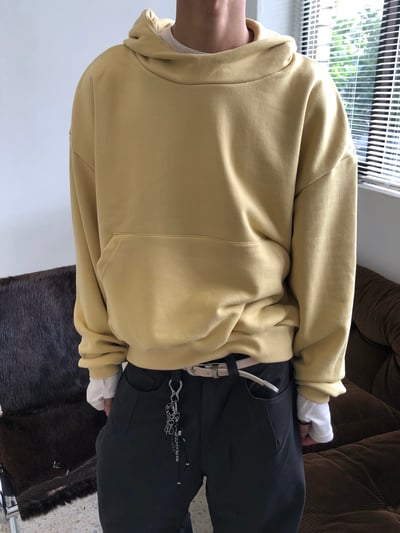 霧感 半月高領 短版 帽T - 3C1