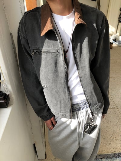 舊式巴黎 復古刷色水洗 短版 底特律夾克 - 2C2