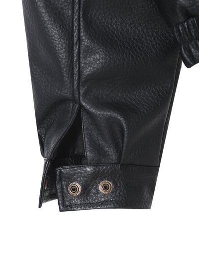 (咖色,黑色現貨) Hard Rock 絨毛刺繡 皮革外套 - 2C23