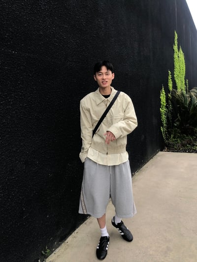 印地安圖紋 刺繡斜線 寬版 7分 棉短褲 - 3C15