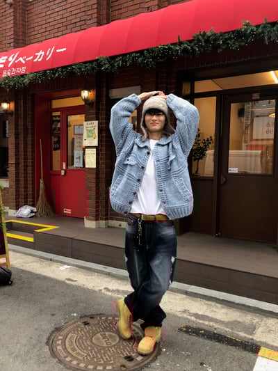 微妙復古 漸層水洗 破壞 牛仔 寬褲 - 2C20