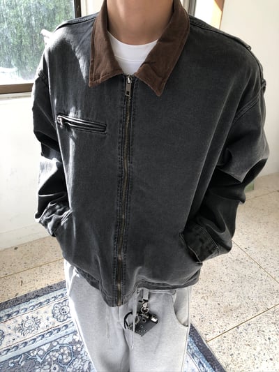 舊式巴黎 復古刷色水洗 短版 底特律夾克 - 2C4