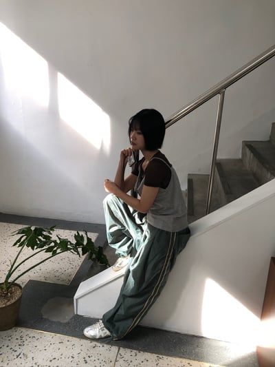 微反光 印第安條紋 涼感 尼龍寬褲 - 3C13