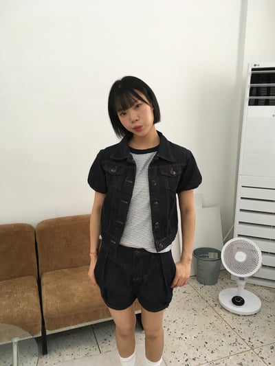 夏季涼感 韓系休閒感 牛仔短袖 襯衫 (set-up) - 1C3