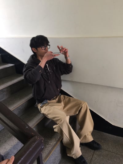 日系街頭 畫龍點睛 格紋設計 微寬褲 - 2C19