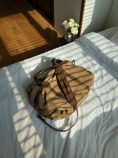 高質感 帆布皮革 大容量 旅行包 - 2C5