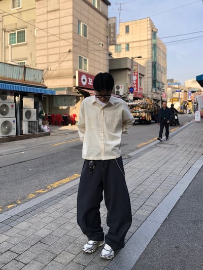 ASH 街頭休閒 特殊曲線 長版 寬褲 - 2C8