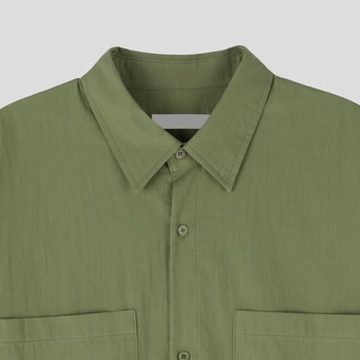 工作雙口袋 繫帶襯衫 - 6C10