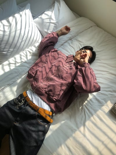 (6oz)倫敦時尚 復古水洗 卯釘 短版 羽絨外套 - 2C3