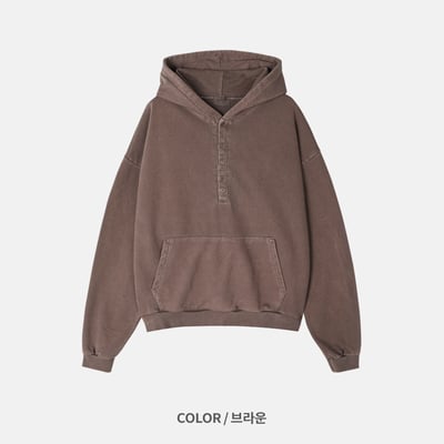 復古街頭 重磅 復古水洗 亨利領 帽T - 3C21