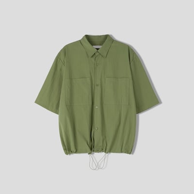 工作雙口袋 繫帶襯衫 - 6C4