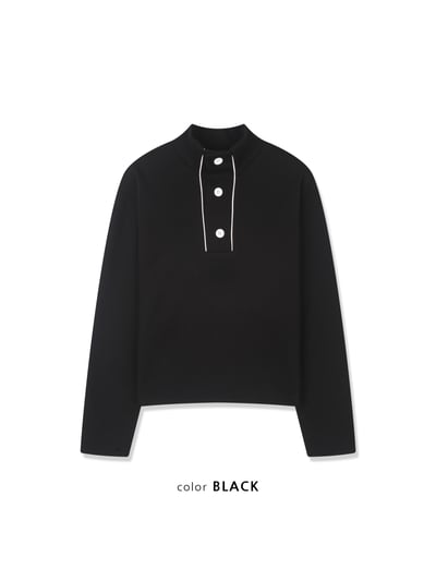 半高開V領 鈕扣 短版 華夫格 指套 薄長袖 - 3C23