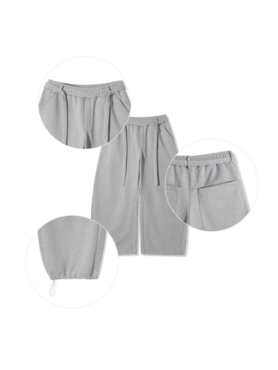 潮流版型霸主 彎刀曲線 休閒 刷毛寬褲 (set-up) - 2C22