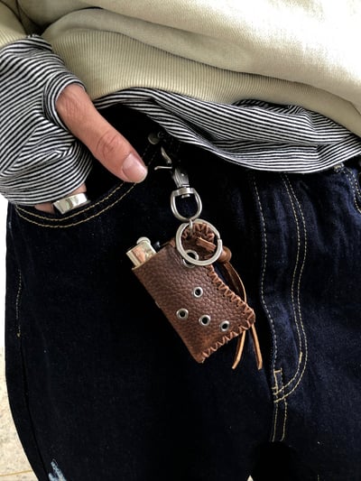 洞洞元素 皮革鑰匙圈 (可放打火機) - 2C2