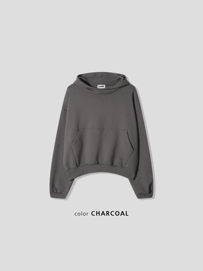 霧感 半月高領 短版 帽T - 3C22