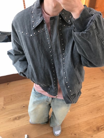 (6oz)倫敦時尚 復古水洗 卯釘 短版 羽絨外套 - 2C4