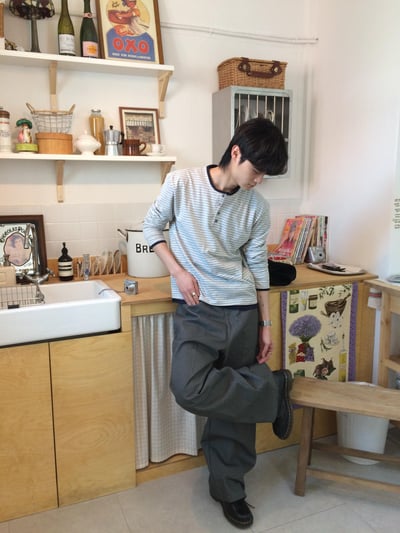 韓國新潮流 雙件式 層疊配色 橫條紋 薄長袖 - 3C16