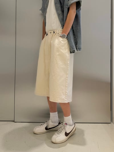 (UNISEX) 束腰抽繩 素色7分褲 - 2C8