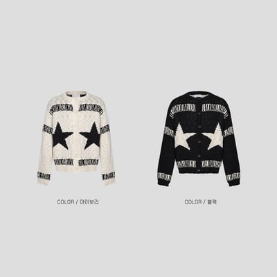 (黑色現貨)USA Star 厚針織 開襟外套 - 2C22