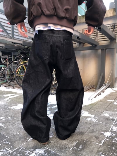 日系街頭 假鈕扣 原牛 寬褲 - 2C14