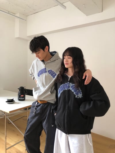 美式潑漆感 復古格紋 雙面連帽外套 - 2C9