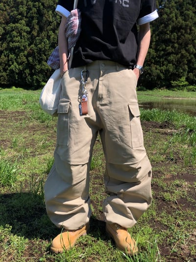 濟州仔 重磅 立體剪裁 工裝寬褲 - 2C5